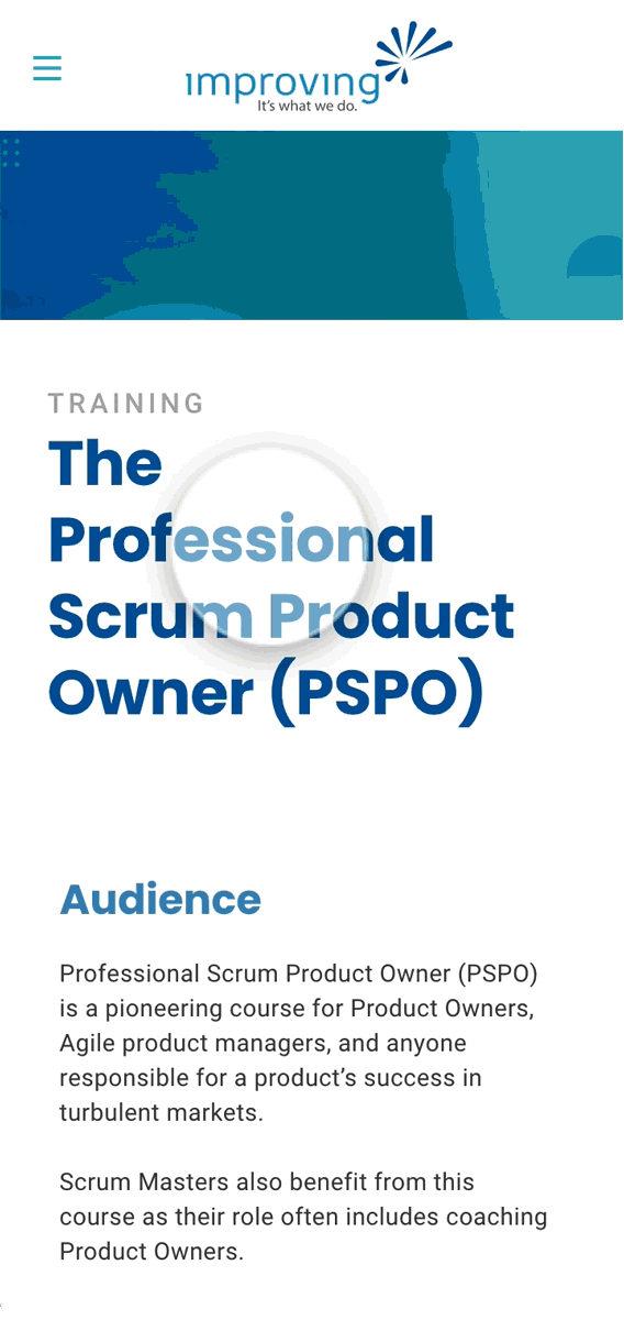 Improving.com website on a mobile devise