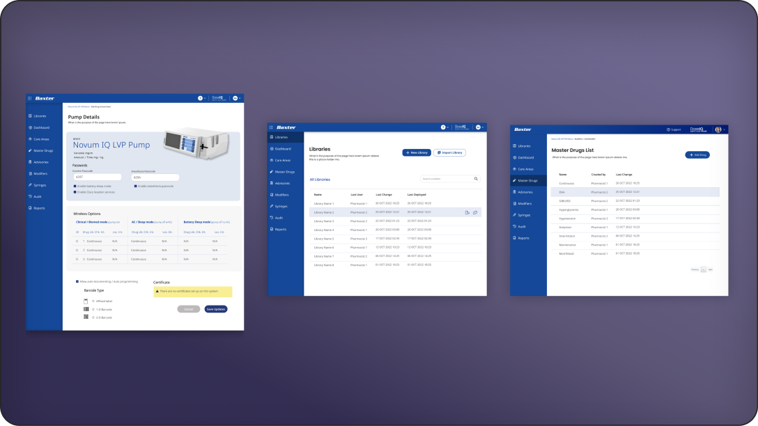 Original concepts I created in Figma for DoseIQ