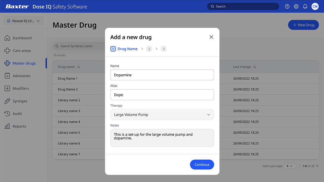Add a new drug modal
